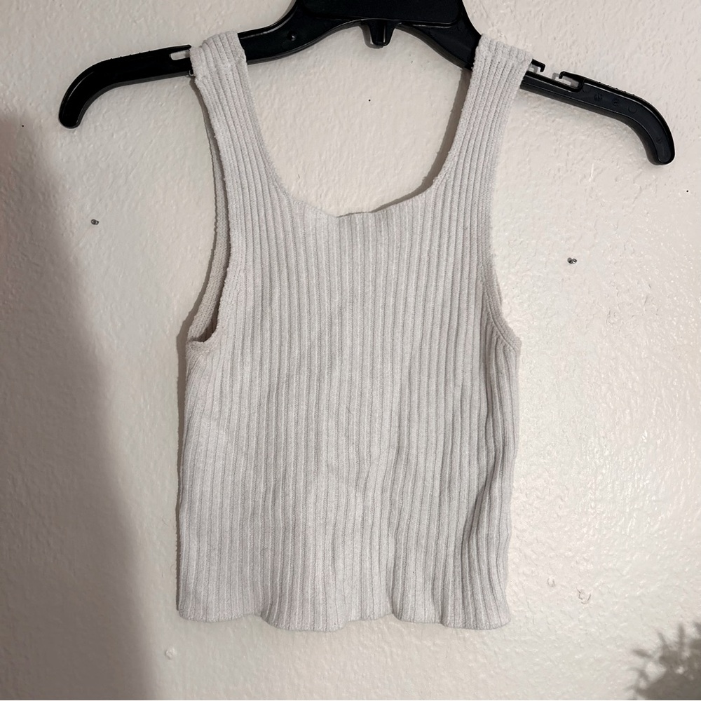 White Ribbed Tank Top